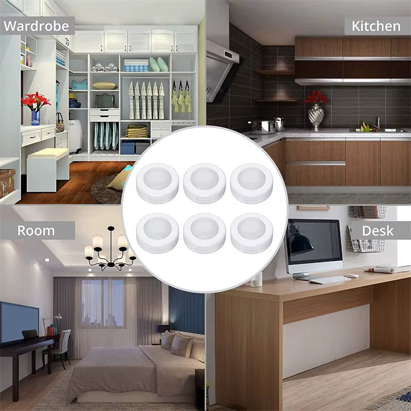 Under Cabinet Light Puck Lights LED Dimmable Battery Powered Counter Lights with Wireless Remote Controls for Kitchen Wardrobe