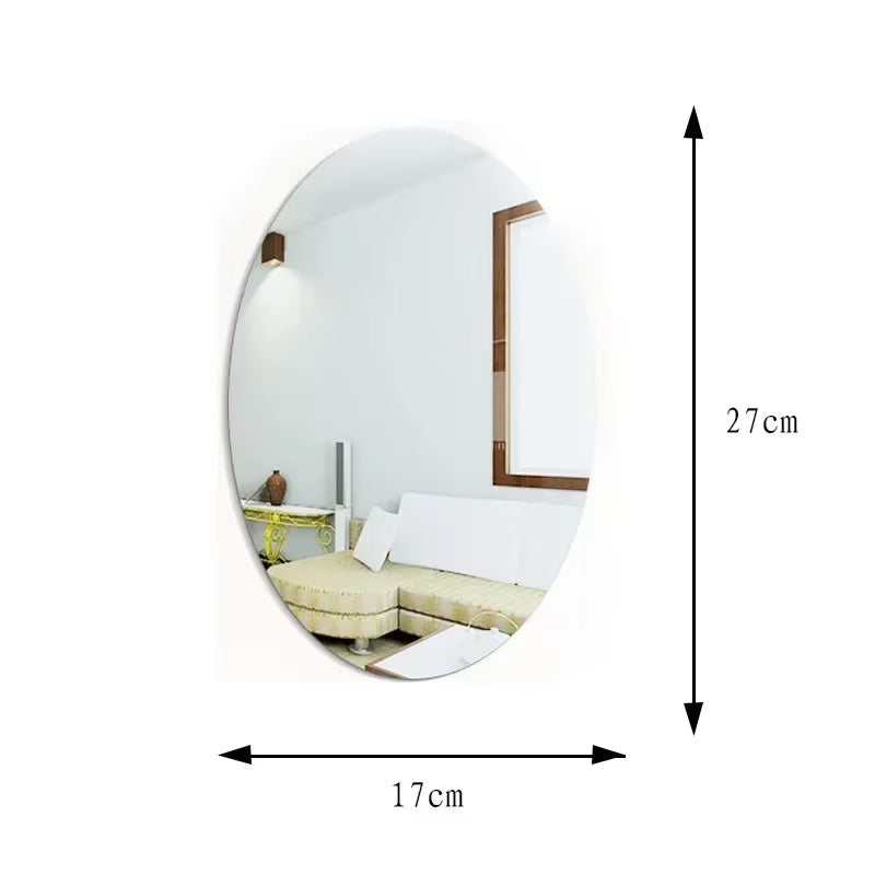 1Pcs Removable Acrylic Mirror Wall Sticker Square Oval Self Adhesive Room Art Decal for Kids Bathroom Living Room Decoration