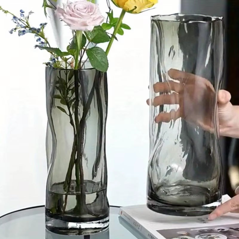 Glass Vase Decoration Living Room Flowers Roses Lily Vase Large Diameter Vase
