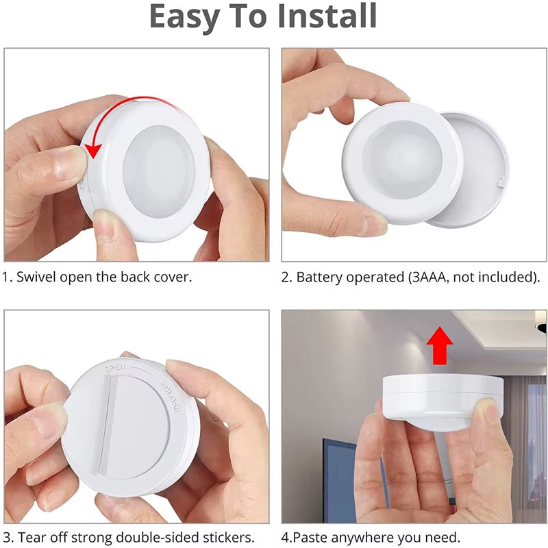 Under Cabinet Light Puck Lights LED Dimmable Battery Powered Counter Lights with Wireless Remote Controls for Kitchen Wardrobe