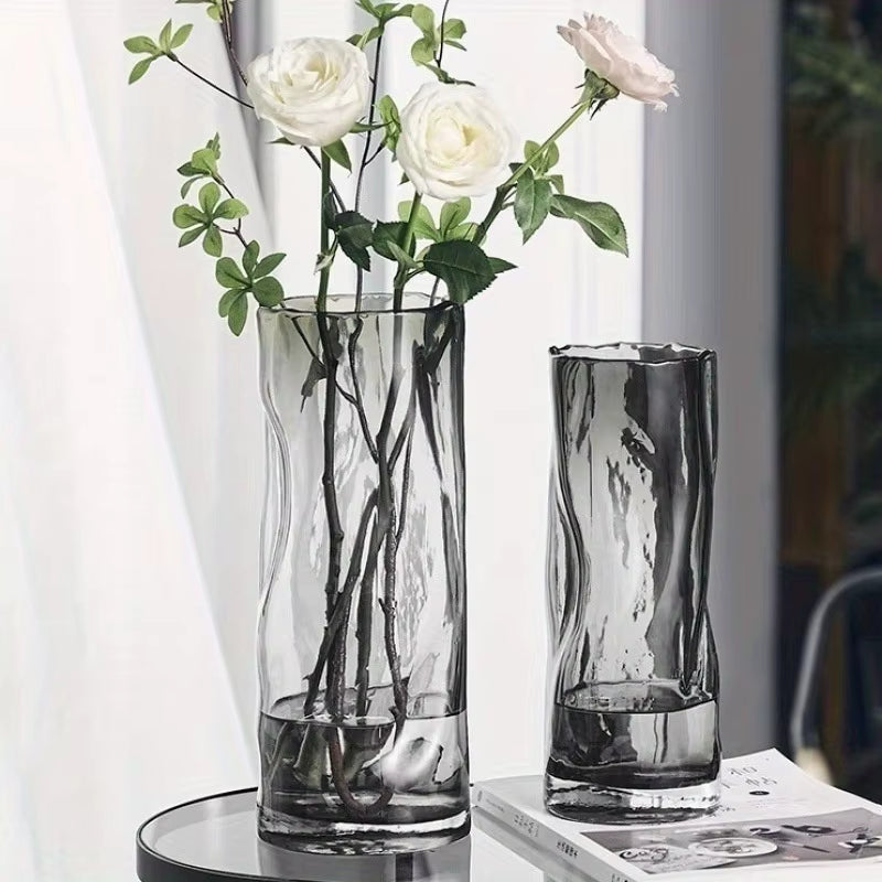 Glass Vase Decoration Living Room Flowers Roses Lily Vase Large Diameter Vase