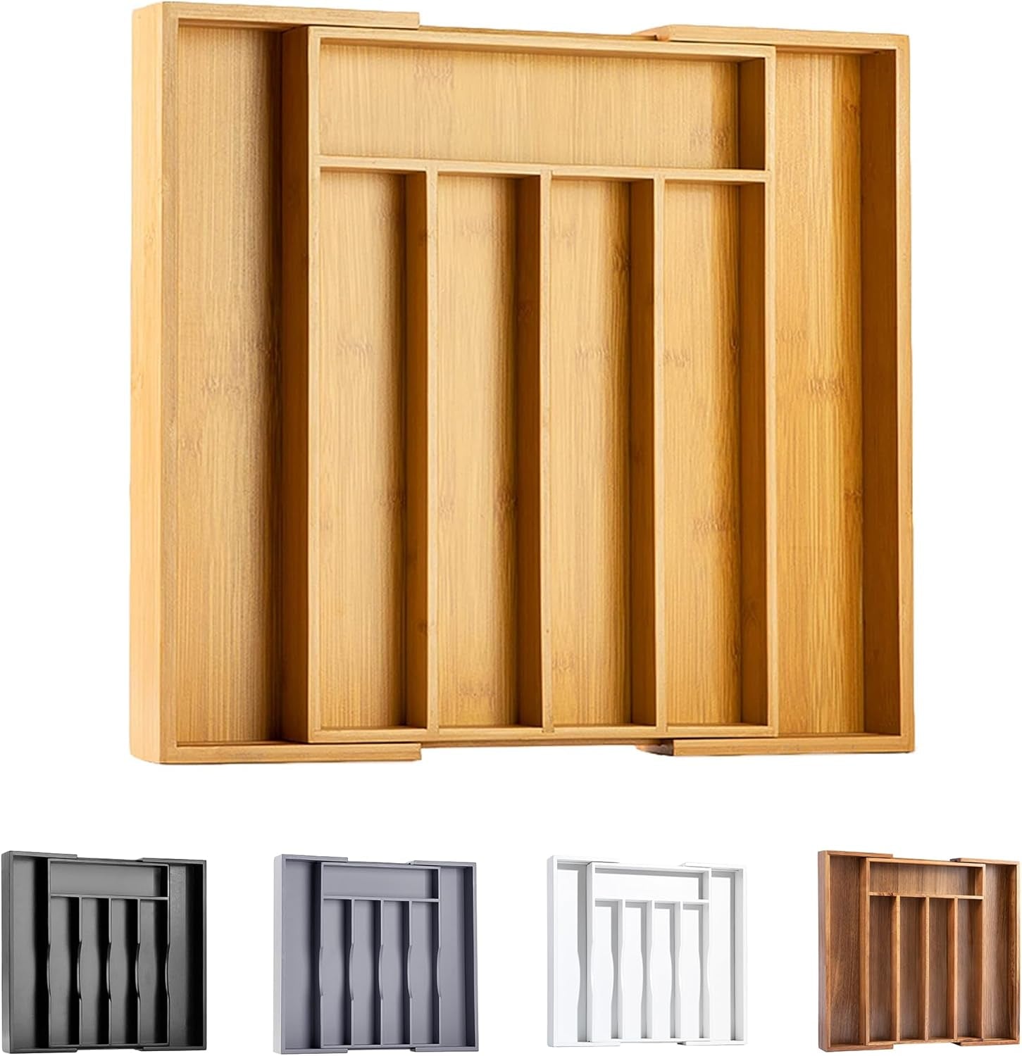 Silverware Organizer Kitchen Drawer Organizer Expandable Bamboo Utensil Holder Cutlery Tray for Kitchen Utensil and Flatware Bedroom Office