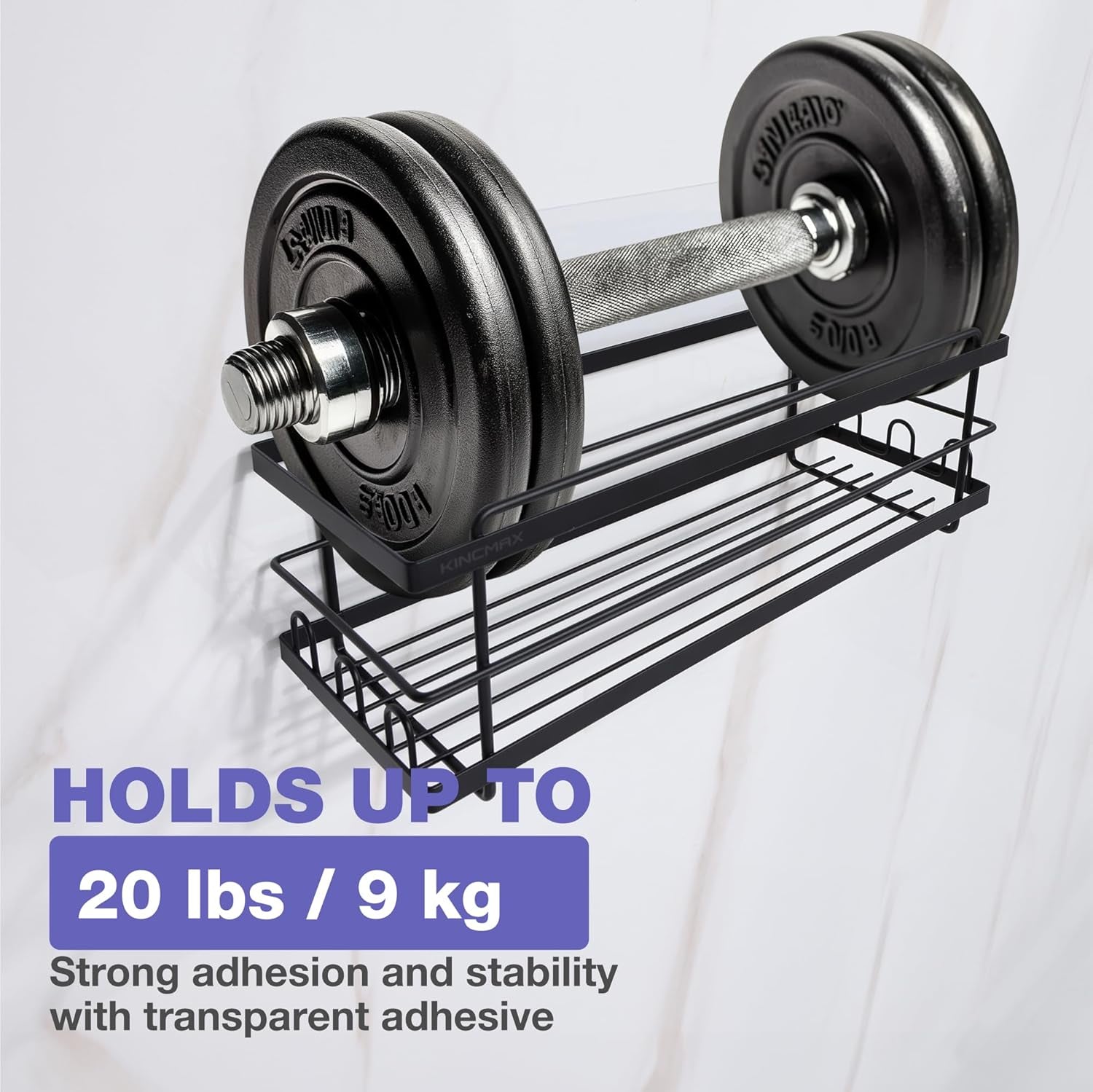 Iron Shower Caddies - Self Adhesive Bathroom Shelves for Showers - Wall Organizer Shampoo Holder Shelf - Peel and Stick on Caddy Bath Tub Rack - Pack of 2 Holders - Black